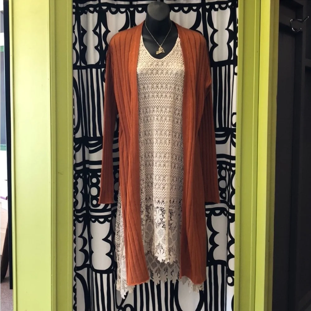 NWOT 🏷️ FREE PEOPLE burnt orange clay cardigan kimono sweater